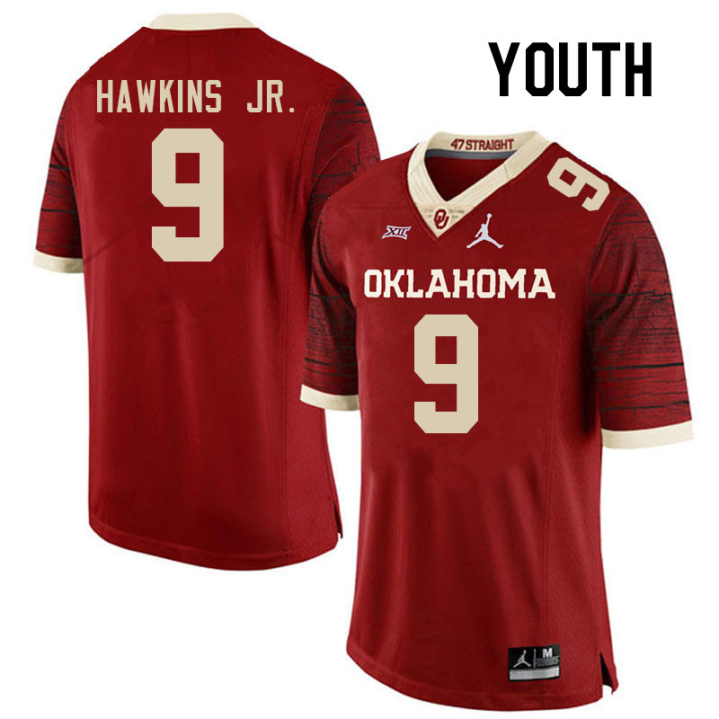 Youth #9 Michael Hawkins Jr. Oklahoma Sooners College Football Jerseys Stitched-Retro